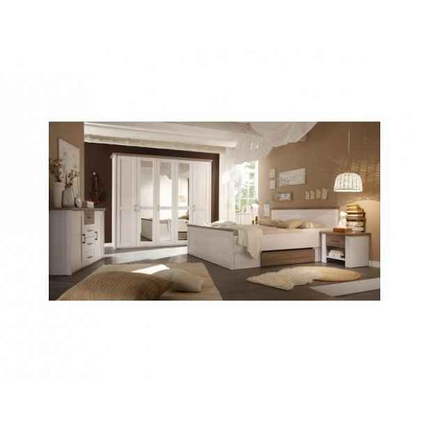 Ložnicový komplet LUMERA, pinie bílá / dub sonoma truflový