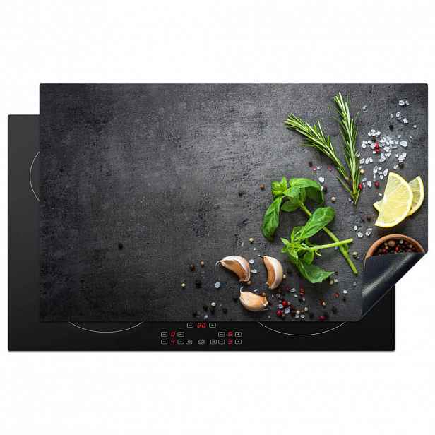 MuchoWow KRYT NA INDUKČNÍ DESKU Limetka - Bylinky - Koření - Zelená - Šedá - Beton 85x52 cm