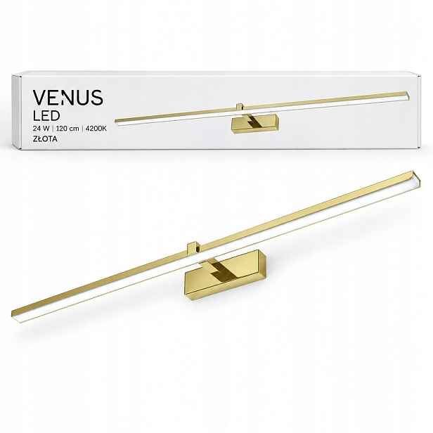 Nástěnné svítidlo Venus 24W 120 cm zlaté Led do ložnice 4200K IP44