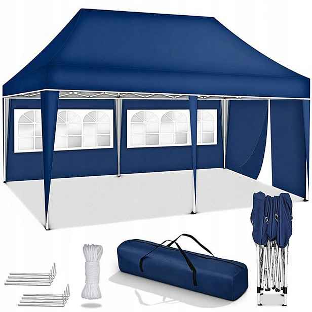 Stan se 3 bočními stěnami, 3x6 m, modrý