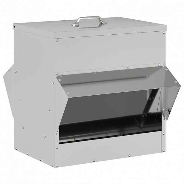 vidaXL Krmítko pro slepice Stříbrná 40,5 x 45 x 41 cm 20 kg