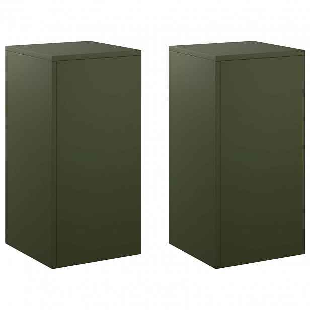 vidaXL Stojan na rostliny 2 pcs Olivově zelená 30 x 30 x 60 cm Ocel