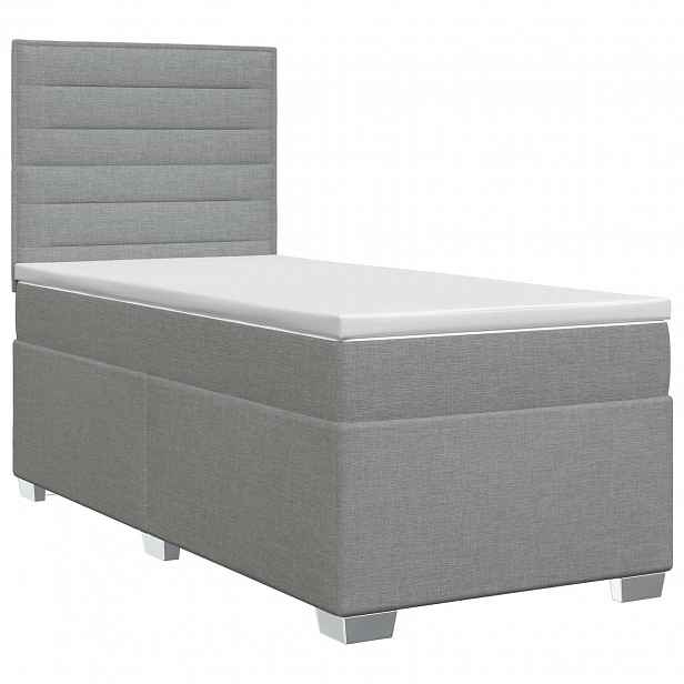 vidaXL Postel boxspring s matrací Světle šedá 80 x 200 cm Textil
