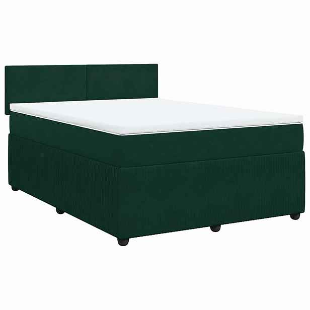 vidaXL Box spring postel s matrací tmavě zelená 140x200 cm samet