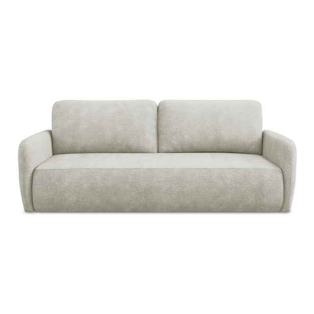 Krémová žinylková rozkládací/s úložným prostorem pohovka 218 cm Lilo – Makamii