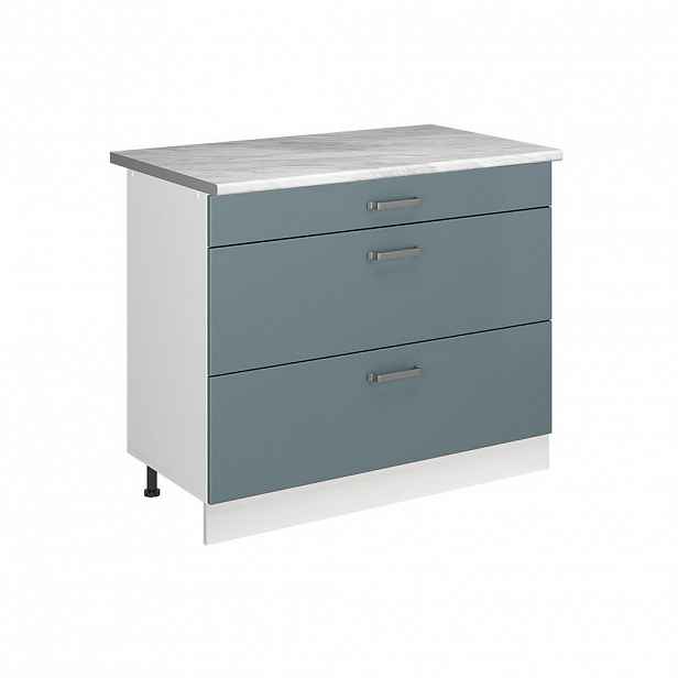 Vicco SPODNÍ SKŘÍŇKA KUCHYŇSKÉ LINKY R-Line, Modrošedá/Bílá, 100 cm pracovná doska Mramor