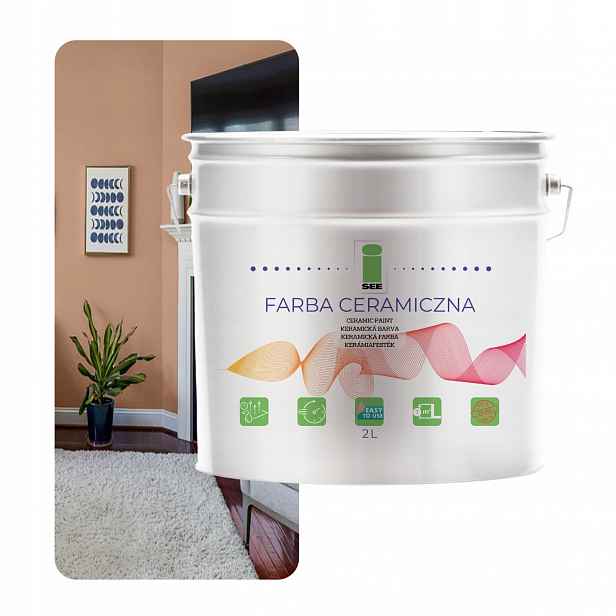 Barva Na Stěny Keramická, Omyvatelná, Nástěnná, Béžová, Teplá, 2L, Odolná Vůči Skvrnám