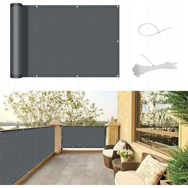 Balkonová clona paraván s ochranou proti větru 85 x 800 cm, tmavě šedá