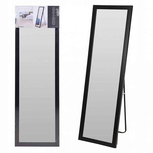 Elegantní Zrcadlo 125 x 36 cm s černým úzkým rámem Velké do ložnice