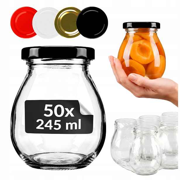 50 x Sklenička na džem sirup džemy Mayo 245 ml sklenice na džem uzávěry