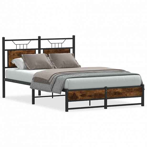 vidaXL Rám postele bez matrace kouřový dub 120x190 cm kompozitní dřevo