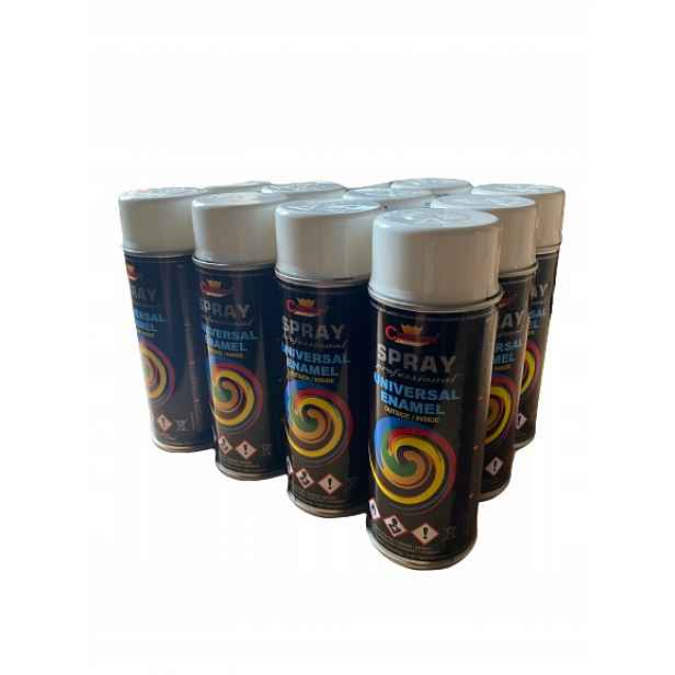 Barva 12 ks Sprej Emalia 400 ml Ral 9010 Bílý Lesk
