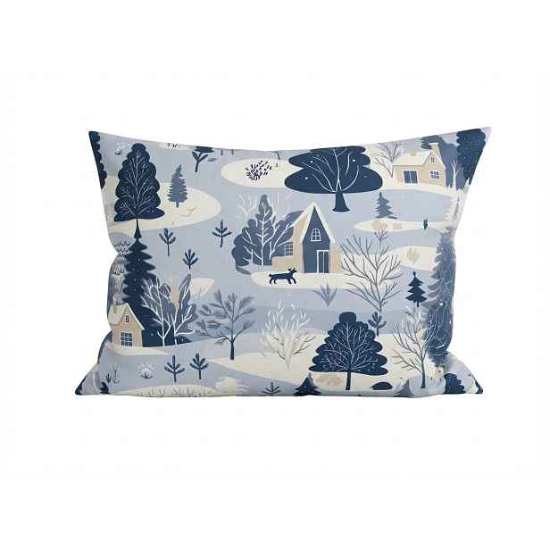 Flanelový povlak na polštář SNOWY VALLEY 50x70 cm, modrý