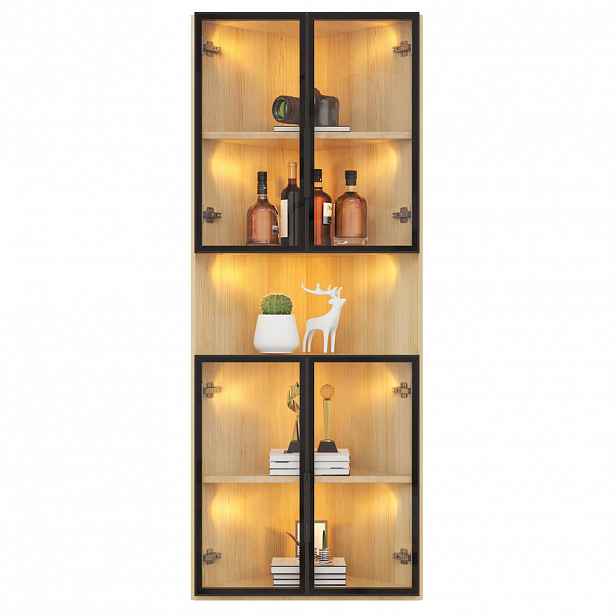 FLIEKS VITRÍNA 62cm Dub Sklo LED Rohová Moderní