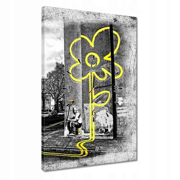 Hodiny 40x60 Banksy žlutý květ