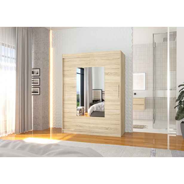 Šatní skříň se zrcadlem 150 cm GAKRIS - dub sonoma