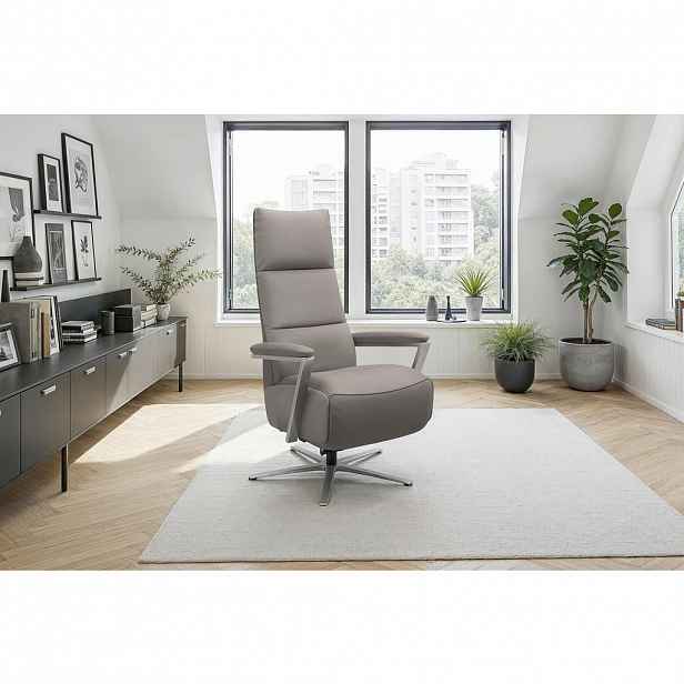 Sit & More RELAXAČNÍ KŘESLO, kůže, šedá