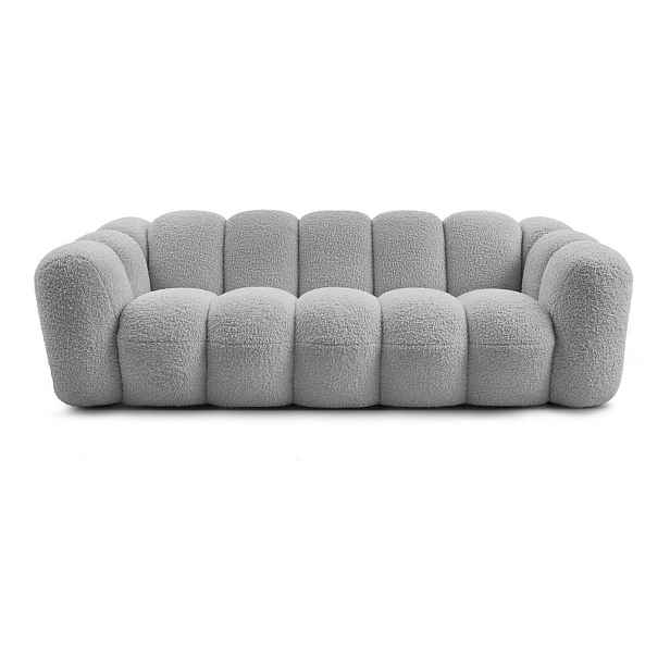 Světle šedá pohovka z textilie bouclé 232 cm Hippolyte – Bobochic Paris