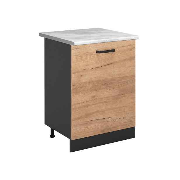 Vicco SPODNÍ SKŘÍŇKA KUCHYŇSKÉ LINKY R-Line, Zlatý mocný dub/Antracit, 60 cm s 1 dveřmi pracovná doska Mramor