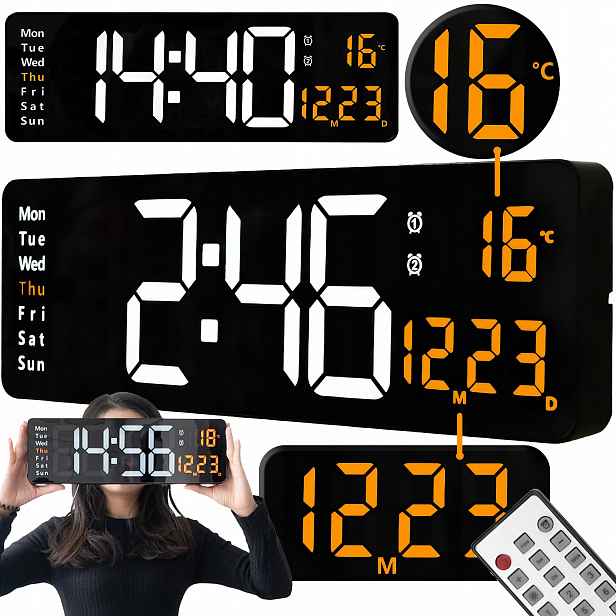 Hodiny Digitální Největší 39 CM Dálkové Ovládání XXL