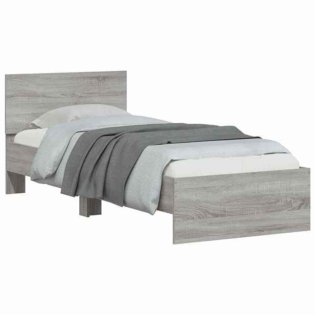 vidaXL Rám postele s čelem Šedý Sonoma 80 x 200 cm Kompozitní dřevo