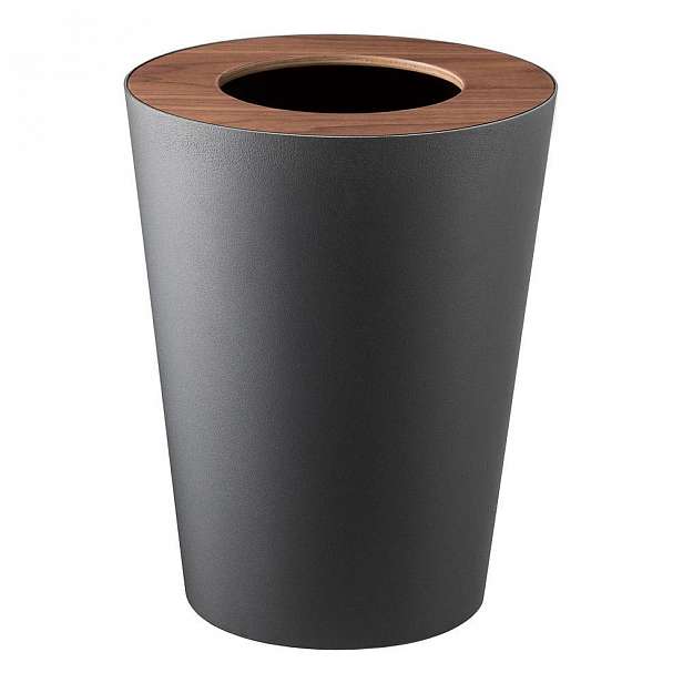 Černý odpadkový koš YAMAZAKI Rin Round
