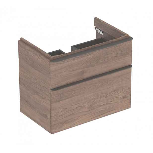 Geberit Smyle Square - Umyvadlová skříňka, 73x47x62 cm, 2 zásuvky, ořech/lávová 500.353.JR.1