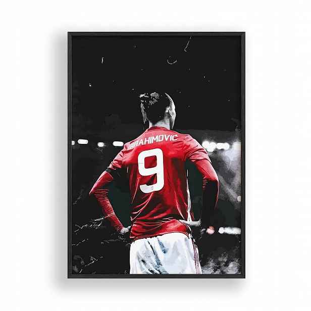 Obraz Zlatan Ibrahimovič Ac Milan Plakát Rámeček Dřevěný Černý 30x42 cm