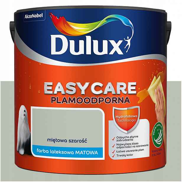 Barva na stěny stropů odolná vůči skvrnám Dulux Easycare Mátově šedá 2,5L