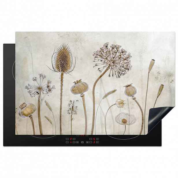 MuchoWow KRYT NA INDUKČNÍ DESKU Květiny - Akvarel - Zátiší - Hnědá - Vintage 81.6x52.7 cm