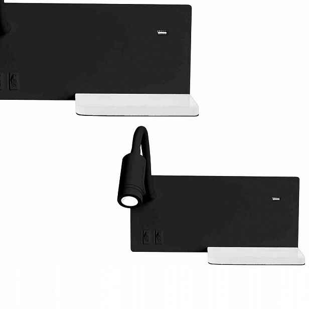 noční lampa s policí Shelf Black Led 4W+5W+2W