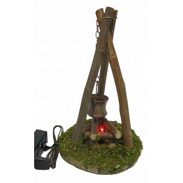 Ohniště, osvětlené závěsným košem – 9 x 15 cm