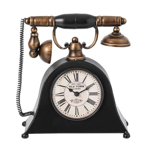 Stolní kovové hodiny ve tvaru starého telefonu - 26*9*25 cm J-Line by Jolipa