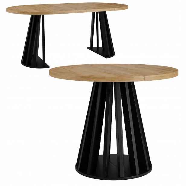 Stůl kulatý rozkládací 90/180 Lameza do obývacího pokoje/kuchyně dub craft zlatý