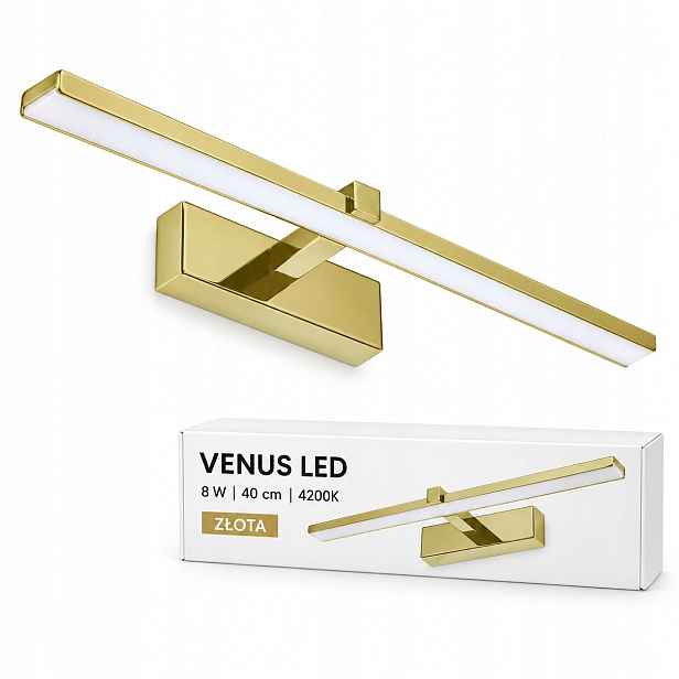 Venus nástěnné svítidlo 8W 40 cm zlaté Led do kadeřnického salonu 4200K 580lm IP44