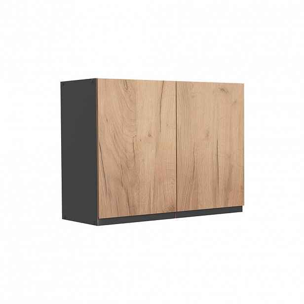 Vicco SKLENĚNÁ KUCHYŇSKÁ SKŘÍŇKA R-Line, Zlatý mocný dub/Antracit, 80 cm