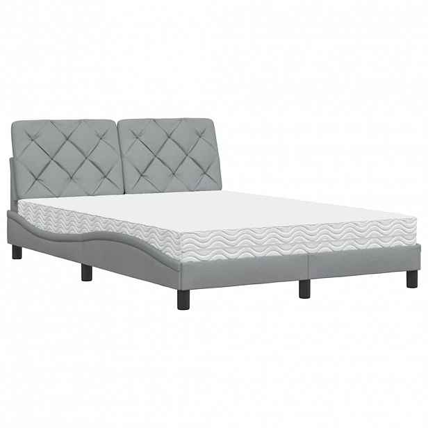 vidaXL Postel s matrací světle šedá 140 x 200 cm textil