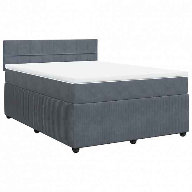 vidaXL Box spring postel s matrací tmavě šedá 140x200 cm samet