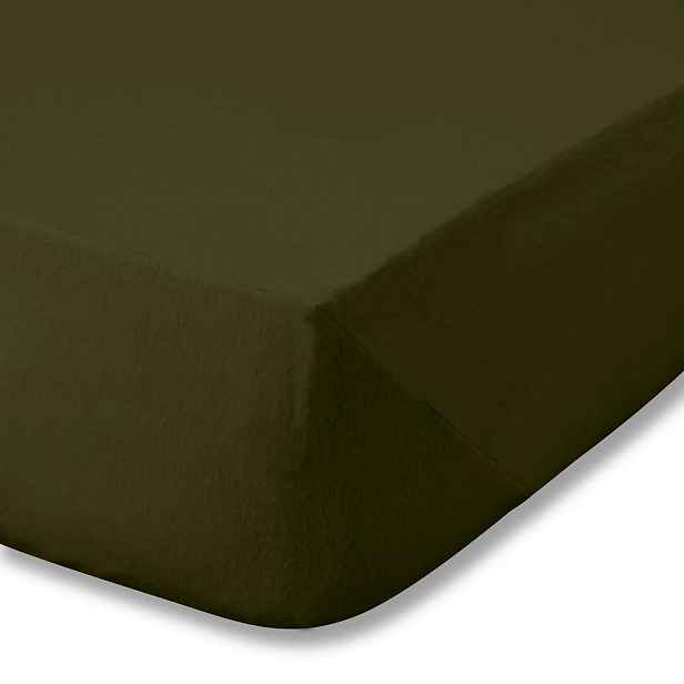 Khaki napínací flanelové prostěradlo 135x190 cm Brushed – Catherine Lansfield
