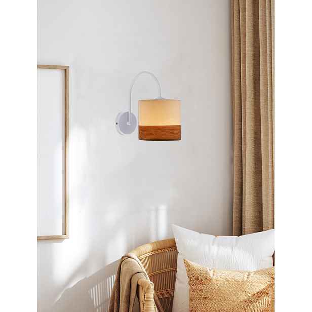 Nástěnná lampa Bianco bílá 1x40W e27 stínidlo bílá+ořech