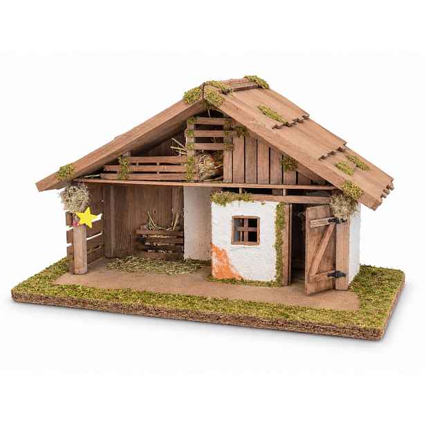 Stajenka Vánoční Betlém 59x29,5x30 cm – pro postavy o výšce 11-13 cm