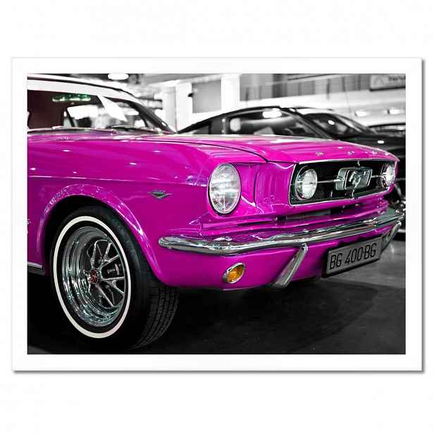 Plakáty v rámu 40x30 Růžový Ford Mustang