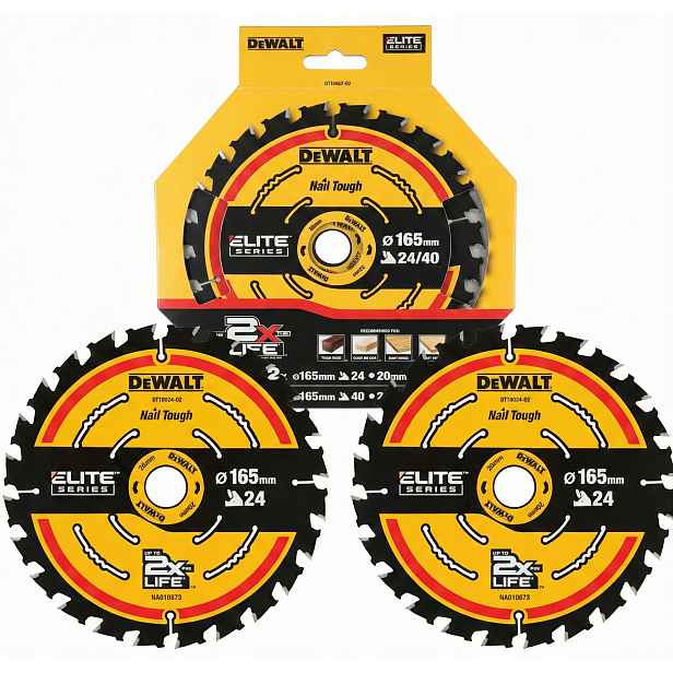 Sada 3 kotoučů na dřevo 165 mm DT10397-QZ DeWalt