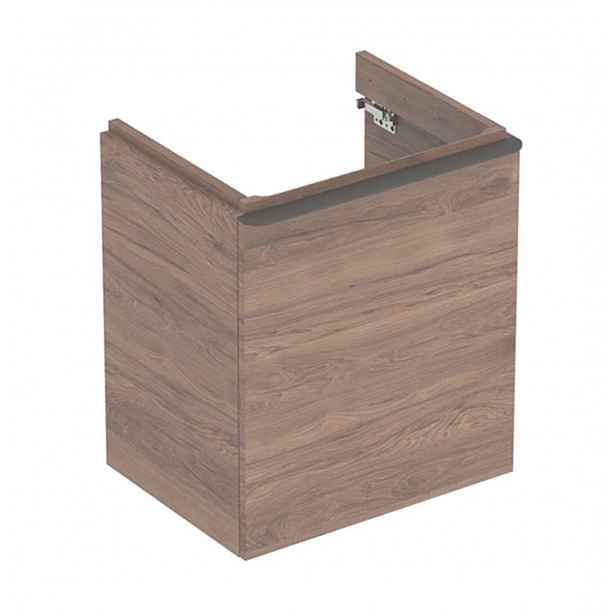 Geberit Smyle Square - Umyvadlová skříňka, 54x43x62 cm, 1 dvířka, panty vpravo, ořech/lávová 500.365.JR.1