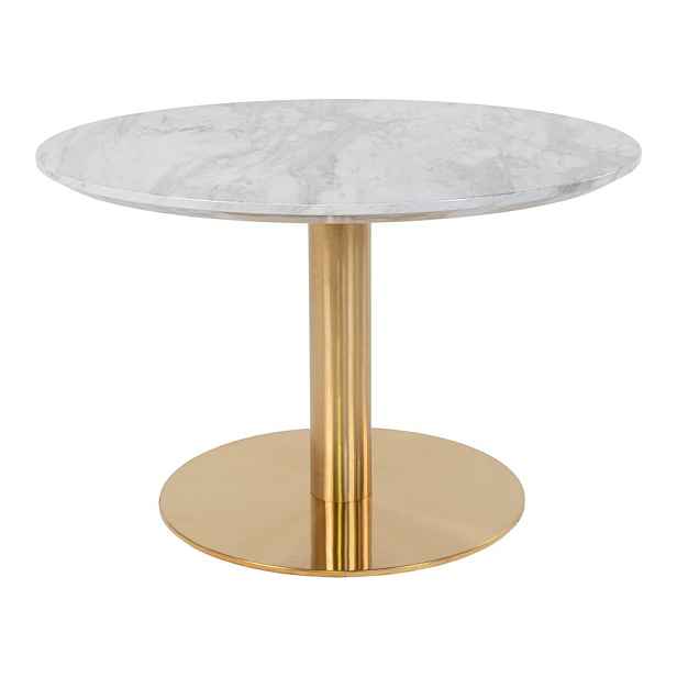 Kulatý konferenční stolek v bílo-zlaté barvě s deskou v dekoru mramoru 70x70 cm Bolzano – House Nordic