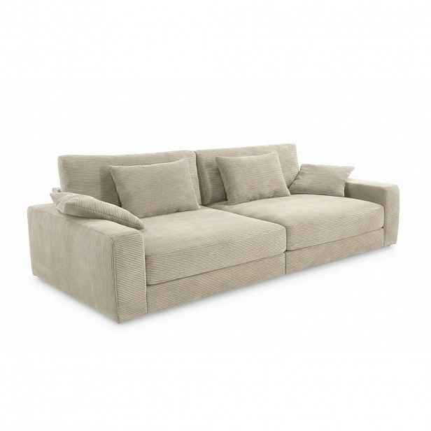 luma-home BIG-SOFA s pružinovým jádrem, Š290/H135/V90 cm, extra hluboká, ležecká plocha 122x240 cm, kord béžovo-šedý / 15251