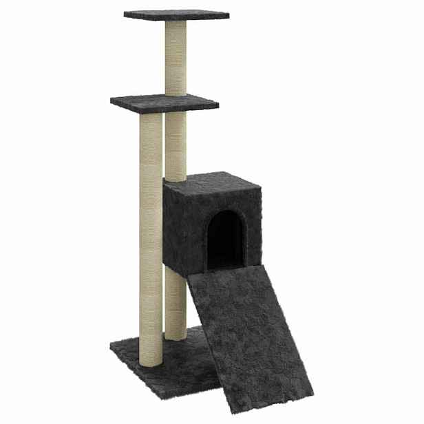 vidaXL Škrabadlo pro kočky se sisalovými sloupky tmavě šedé 92 cm