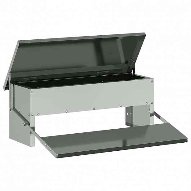 vidaXL Zásobník pro slepice s pedálem Stříbrná 48,5 x 39,5 x 19 cm