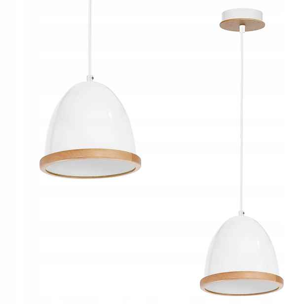 Závěsná lampa Milagro Studio Bílá Dřevo 1xE27 MLP8849 nastavitelná 90 cm