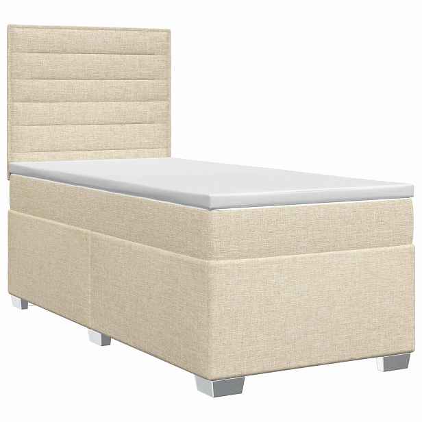 vidaXL Postel boxspring s matrací s čelo Krémová 80 x 200 cm Textil